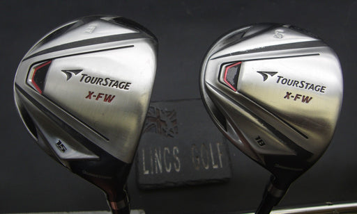 Set of 2 Bridgestone TourStage X-FW 3+5 Woods Stiff Graphite Shafts T/Edge Grips