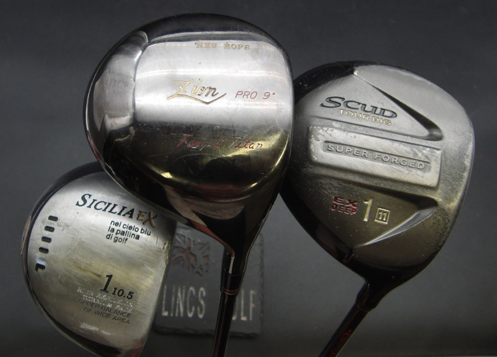 Set of 3 Golf Drivers Zion Pro, Scud & Sicilia EX Regular Graphite Shaft