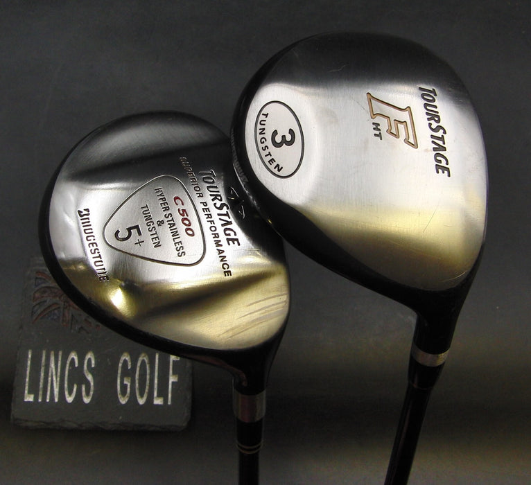 Set of 2 Bridgestone Tour Stage FHT 3 & C500 5 Woods Regular Graphite Shafts