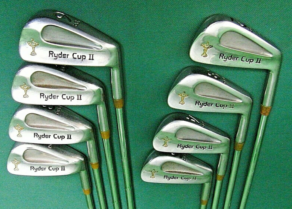 Vintage Set Of 8 x Ryder Cup II Irons 2-9 Regular Steel Shafts Mixed Grips