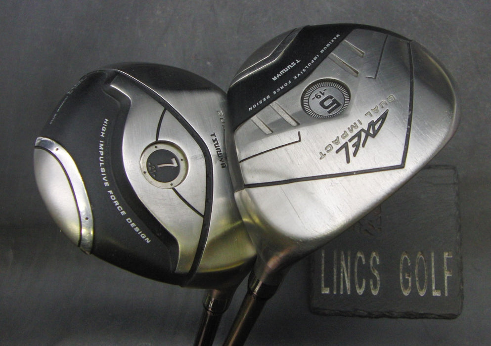 Set of 2 Tsuruya Axel Dual Impact 19° 5 & 21° 7 Woods Regular Graphite Shafts