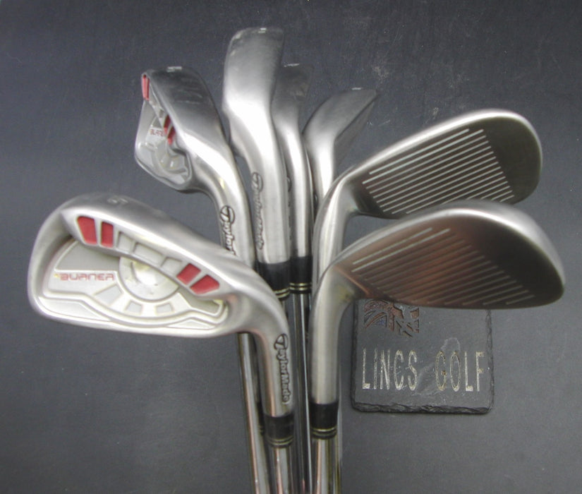 Set of 7x TaylorMade Burner Japanese Model 5-PW + AW Irons Stiff Steel Shafts