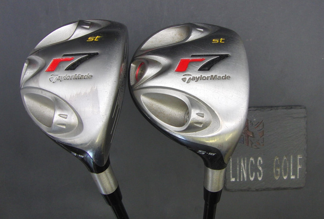 Set of 2 TaylorMade R7 ST 15° 3 Wood + 18° 5 Wood Regular Graphite Shafts