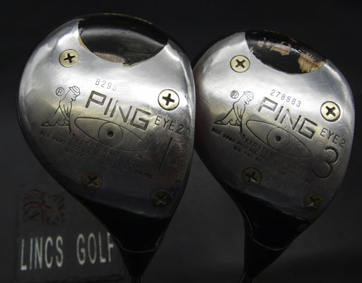 Set of 2 Ping Eye2 Black Dot Driver & 3 Wood Regular Steel Shafts Ping Grips