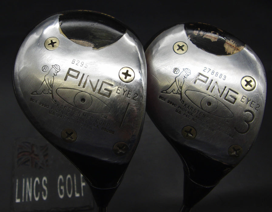 Set of 2 Ping Eye2 Black Dot Driver & 3 Wood Regular Steel Shafts Ping Grips
