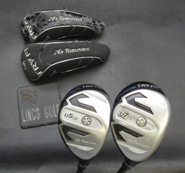 Set of 2 Tobunda Try Fit 22° 5+ 25° 7 Hybrids Stiff Graphite Shafts Try Fit Grip