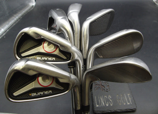 Set of 7x TaylorMade Burner 2009 Irons 4-9+AW Uniflex Steel Shafts T/M Grips