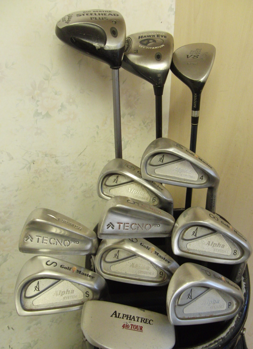 Set Of Alpha Golf Master 4-PW Irons + 3 + 5 Wood + 9 Driver + Alpha Putter