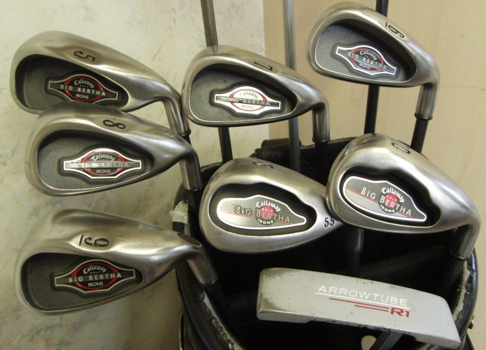 Set Of Callaway Big Bertha 5-10-PW Irons + Callaway Driver + 3 + 4 Wood + Putter