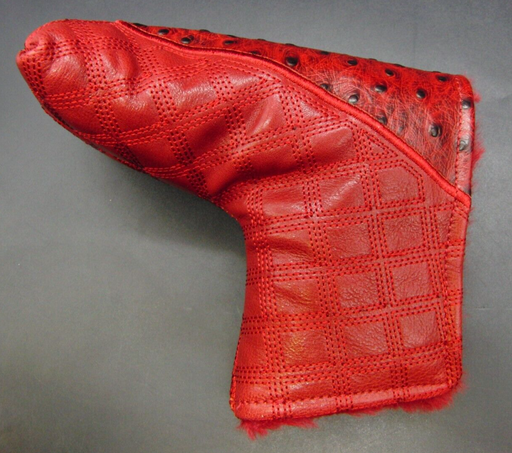 PSYKO GOLF Ostrich-Effect Quilted Genuine Leather Putter Embossed Head Cover