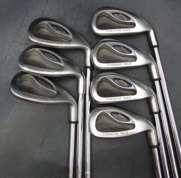 Set of 7 x Callaway Great Big Bertha Irons 5-SW Stiff Steel Shafts Mixed Grips*