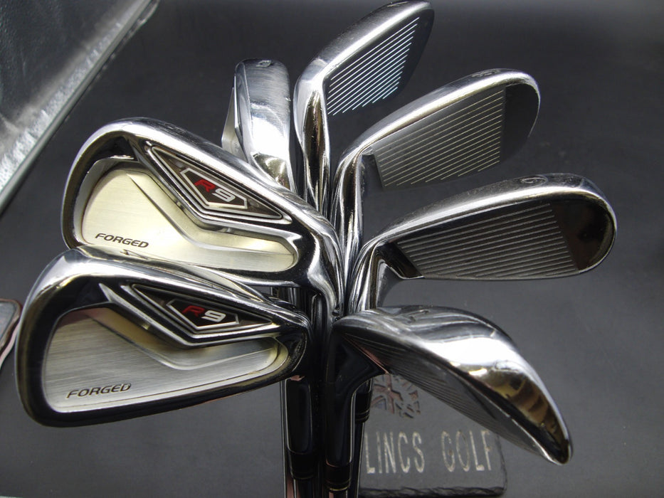 Set of 7x TaylorMade R9 Forged Irons 4-PW Stiff Steel Shafts STM Grips*