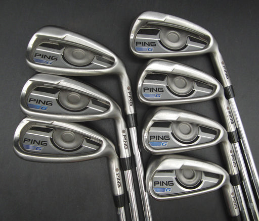 Set of 7x Ping G Series Brown Dot Irons 4-PW Stiff Steel Shafts GolfPride Grips
