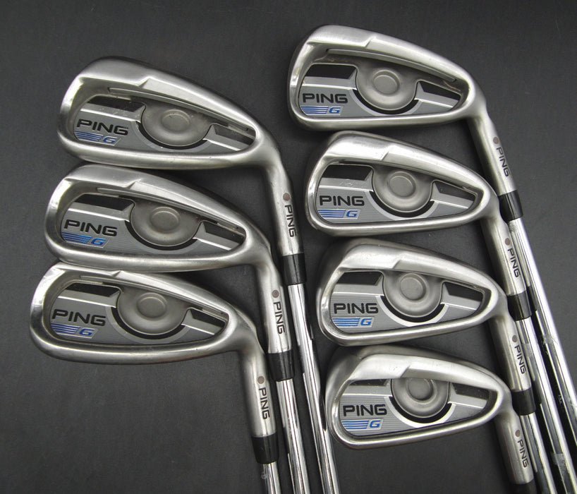 Set of 7x Ping G Series Brown Dot Irons 4-PW Stiff Steel Shafts GolfPride Grips