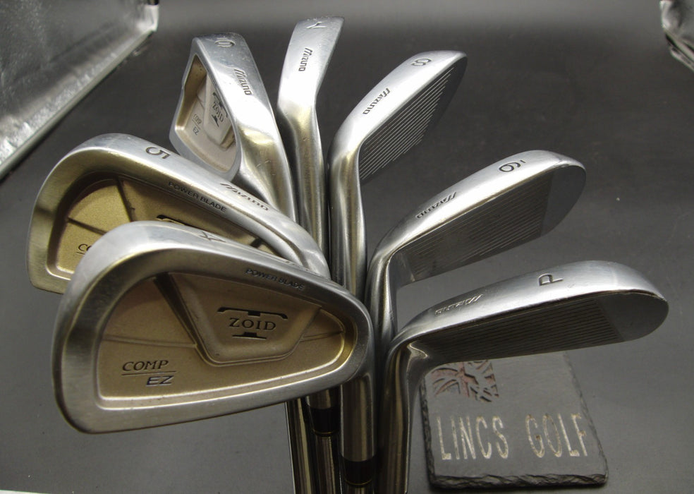Set of 7x Mizuno T-Zoid COMP EZ Irons 4-PW Stiff Steel Shafts Mizuno Grips*