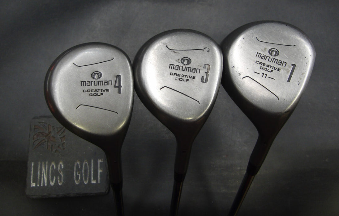 Set of 3 Maruman Creative 1 Driver &3+4 Woods Regular Steel Shafts Maruman Grips