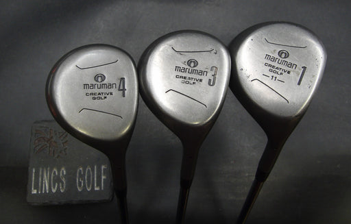 Set of 3 Maruman Creative 1 Driver &3+4 Woods Regular Steel Shafts Maruman Grips