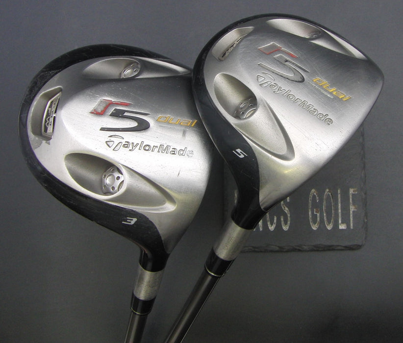 Set of 2 TaylorMade R5 Dual 3 + 5 Woods Stiff Graphite Shafts TaylorMade Grips*