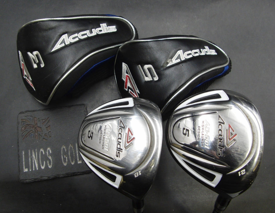 Set of 2 Accudis AD-501 3+5 Woods Regular Graphite Shafts Accudis Grips & HC