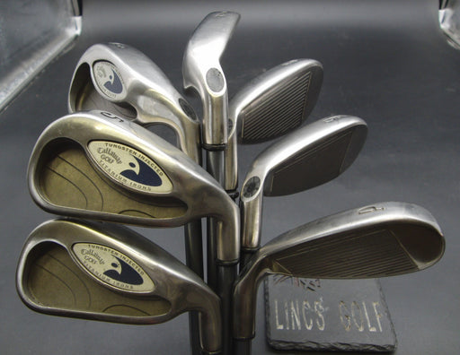 Set of 7x Callaway HawkEye Irons 4-PW Firm Graphite Shafts Circle Grips