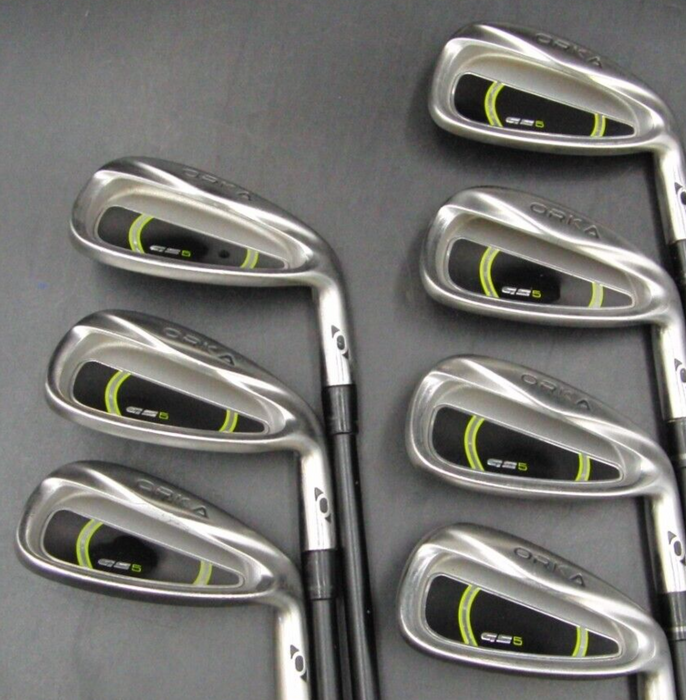 Set of 7 x ORKA GS5 Irons 4PW Stiff Graphite Shafts Lamkin Grips