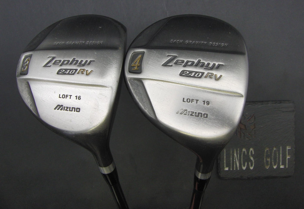 Set of 2 Mizuno Zephyr 240 RV 16° 3 Wood + 19° 4 Wood Regular Graphite Shafts