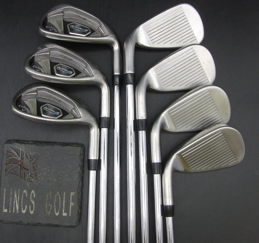 Set of 7x Callaway Rogue Star 5-PW+AW Irons Stiff Steel Shafts Golf Pride Grips