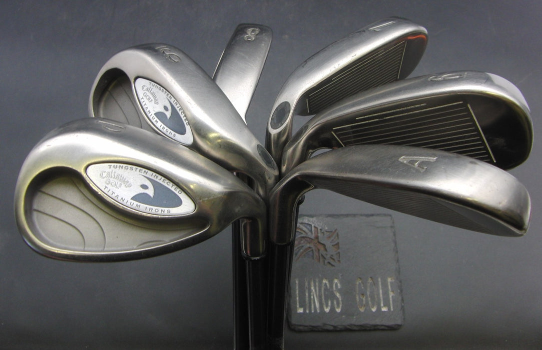 Set of 6x Callaway HawkEye Irons 6-PW+AW Regular Graphite Shafts BigBertha Grips