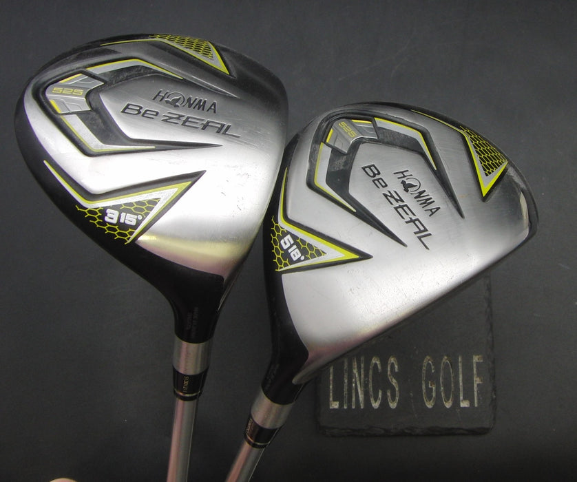 Set of 2 Honma Bezeal 525 15° 3+ 18° 5 Woods Regular Graphite Shafts*