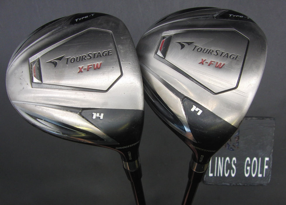 Set of 2x Bridgestone Tourstage X-FW 14° 3 & 17° 5 Woods Stiff Graphite Shafts
