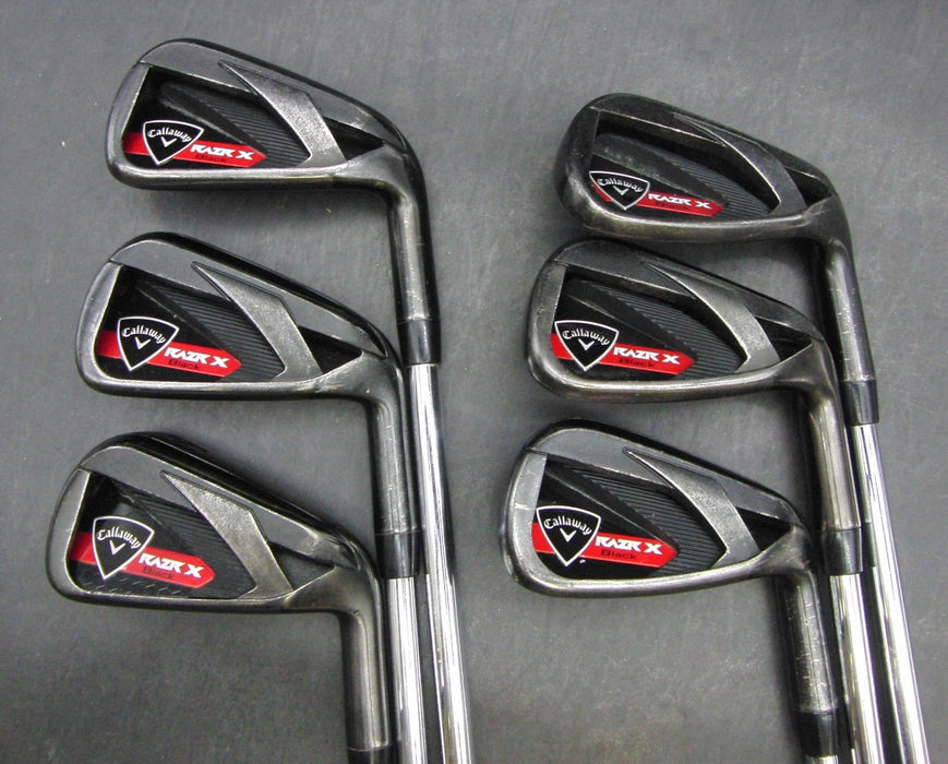Set of 6x Callaway RAZR X Black Irons 5-PW Stiff Steel Shafts Callaway Grips*
