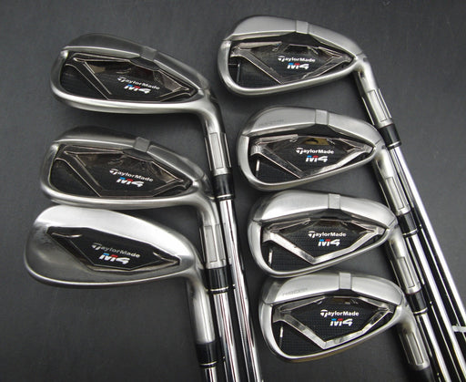Set of 7x TaylorMade M4 Irons 5-PW+AW Stiff Steel Shafts Black Grips*