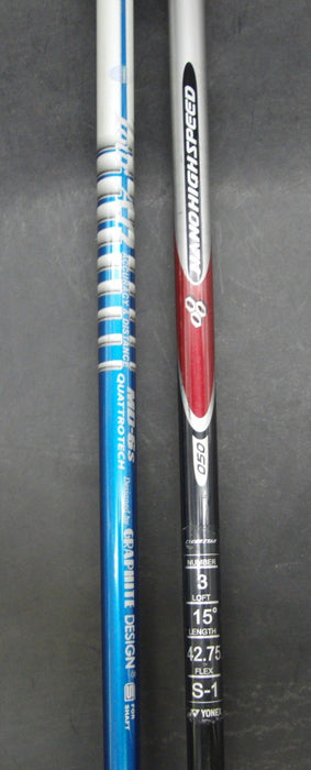 Set of 2 Yonex Nanov Cyber Star 15° 3+19° 5 Woods Stiff Graphite Shafts