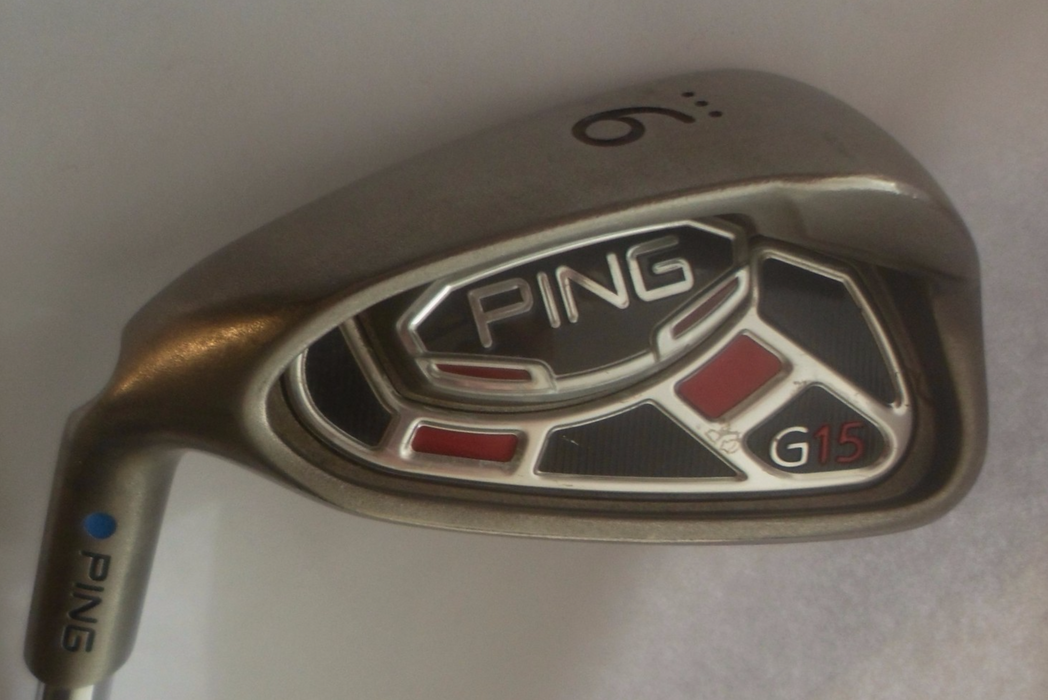 Left Handed Ping G15 Blue Dot 9 IRON   Ping AWT Regular Steel Shaft, Lamkin Grip