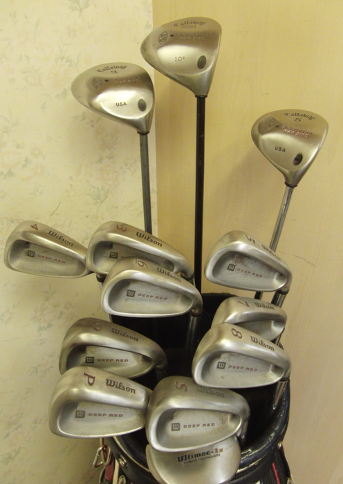 Set Of Wilson Deep Red 3-SW Irons + Driver + 3 + 5 Wood + Putter
