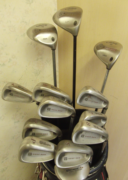 Set Of Wilson Deep Red 3-SW Irons + Driver + 3 + 5 Wood + Putter