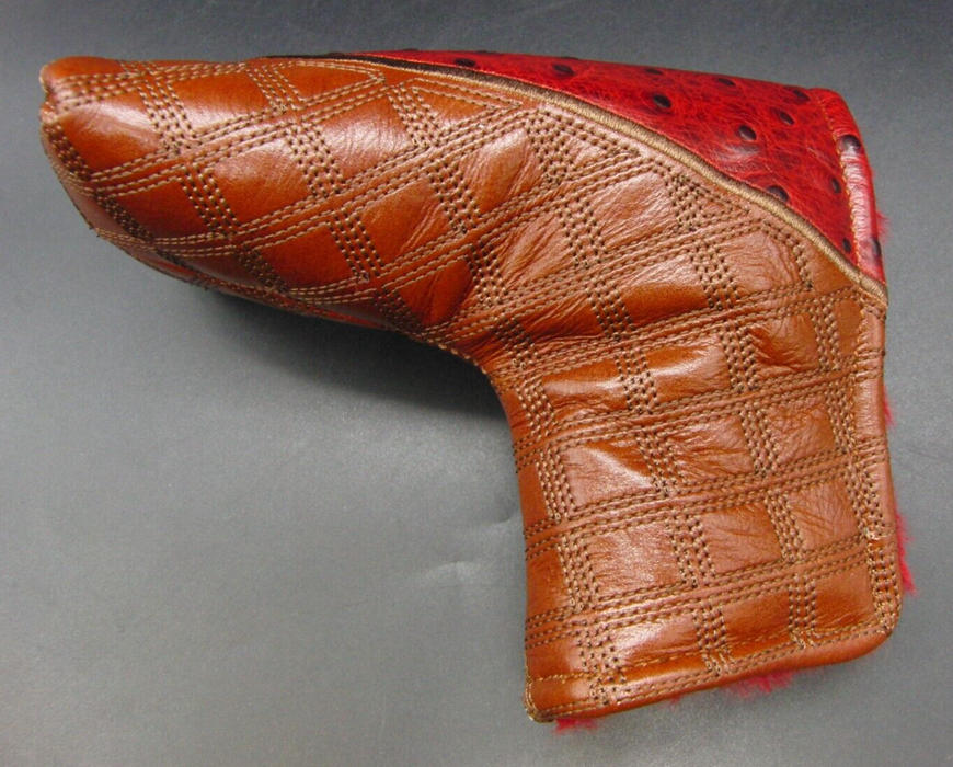 Luxury PSYKO GOLF Ostrich-Effect Genuine Leather Putter Head Cover