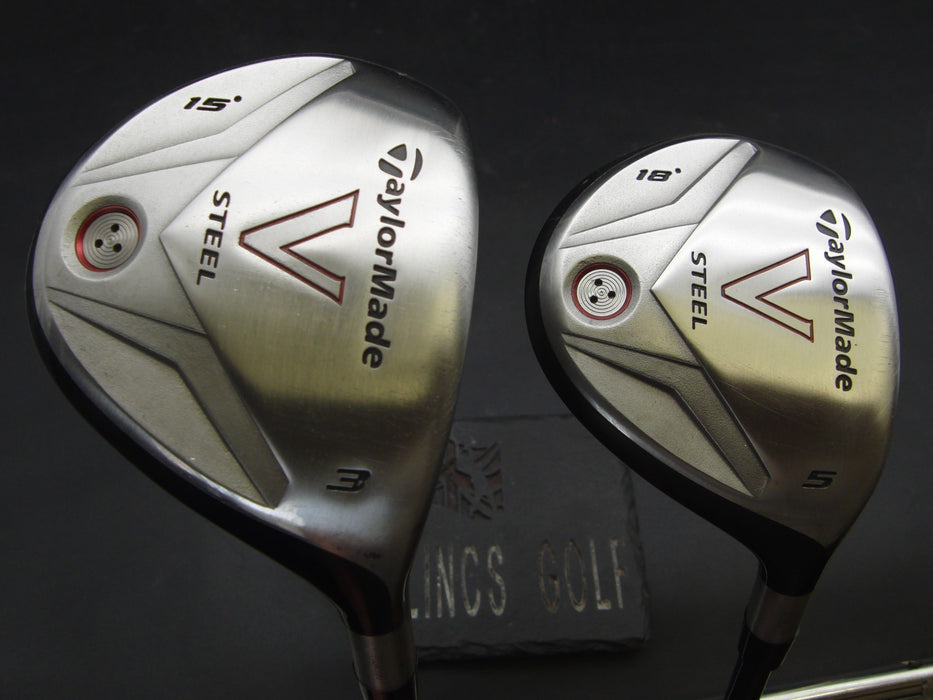 Set of 2 TaylorMade V Steel 3+5 Woods Regular Graphite Shafts GolfZon Park Grips