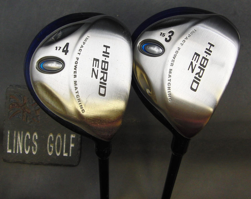 Set of 2 Dunlop HiBrid EZ 15° 3 & 17° 4 Woods Stiff Graphite Shafts + Grips