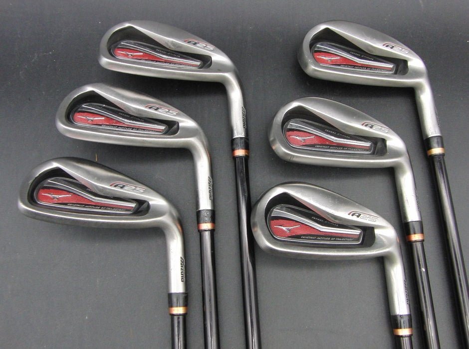 Set of 6x Mizuno JPX A25 5-PW Irons Regular Graphite Shafts Black Grips