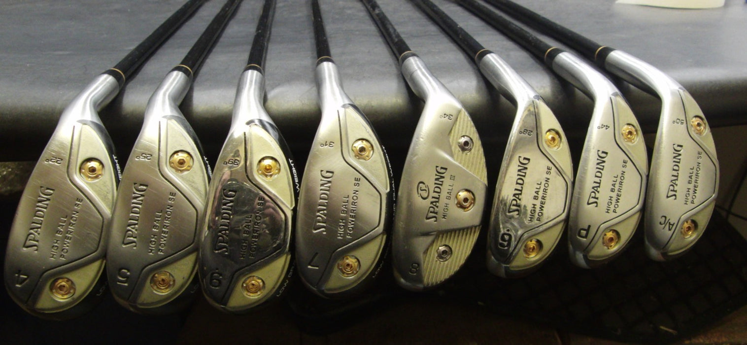 Set of 8x Spalding High Ball Irons 4-PW+AW Regular Graphite Shafts Spalding Grip