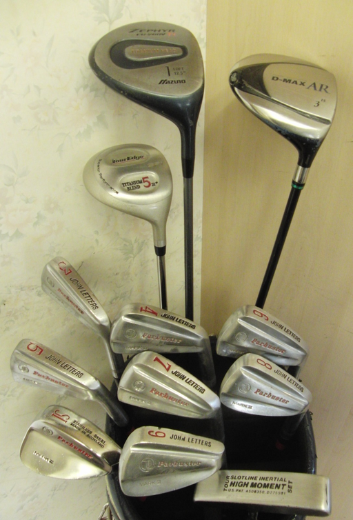 Set of John Letters 3-SW Irons + Mizuno Driver + 3+5 Wood +Slot Line Putter