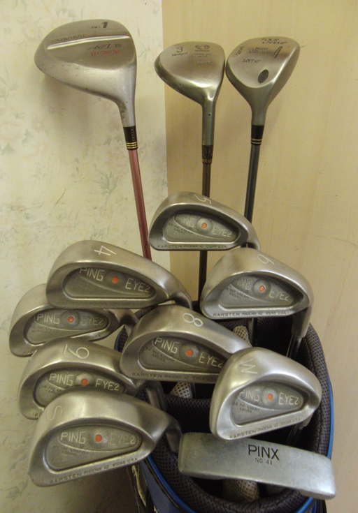 Set Of Ping Orange Dot Eye 2 4-SW Irons+ 3 Wood + 4 Wood + Driver + Putter