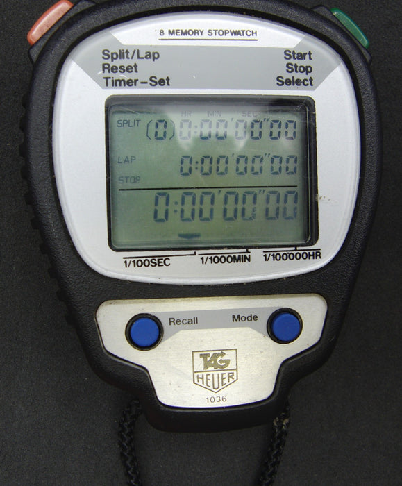 TAG Heuer 1036 8 Memory Digital Stopwatch Split Lap Timer Sports Professional