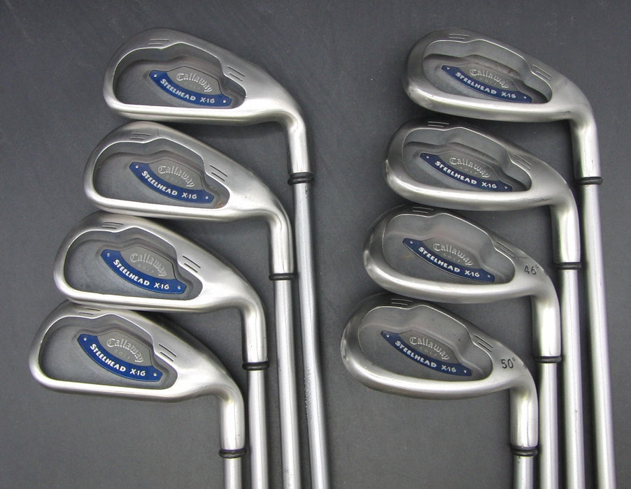Set of 8x Callaway Steelhead X-16 4-PW + AW Irons Regular Graphite Shafts*
