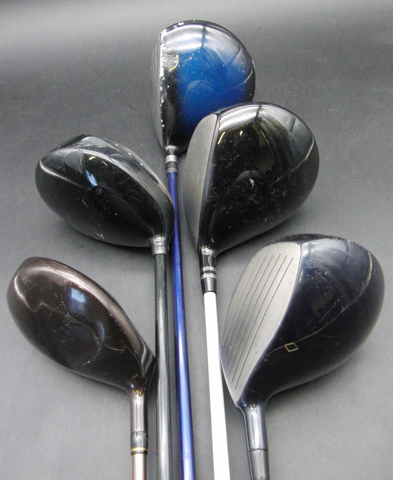 Set of 5x Multi Brands Drivers Stiff & Regular Graphite Shafts Black Grips