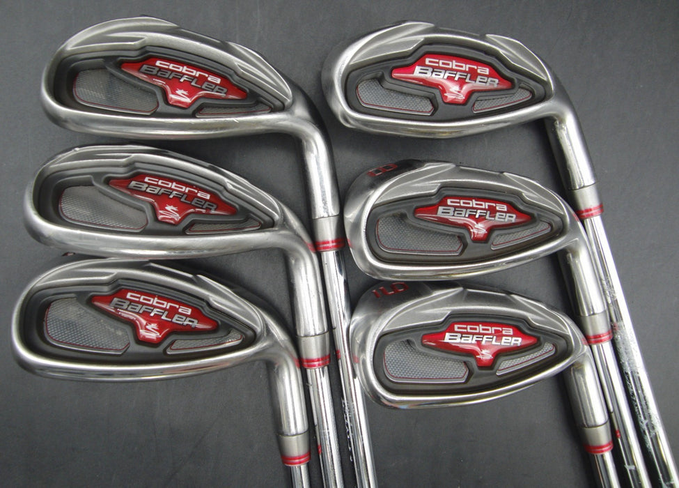 Set of 6x Cobra Baffler Red Irons 7-SW+GW Stiff Steel Shafts Golf Pride Grips