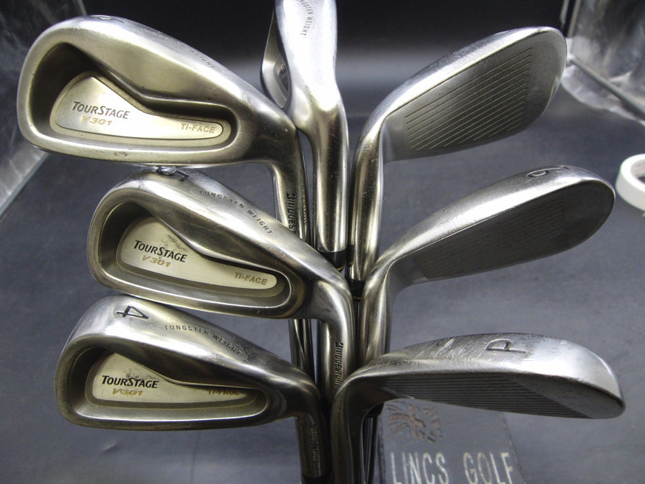 Set of 7 x Bridgestone TourStage V301 Irons 4-PW Stiff Steel Shafts Iomic Grips