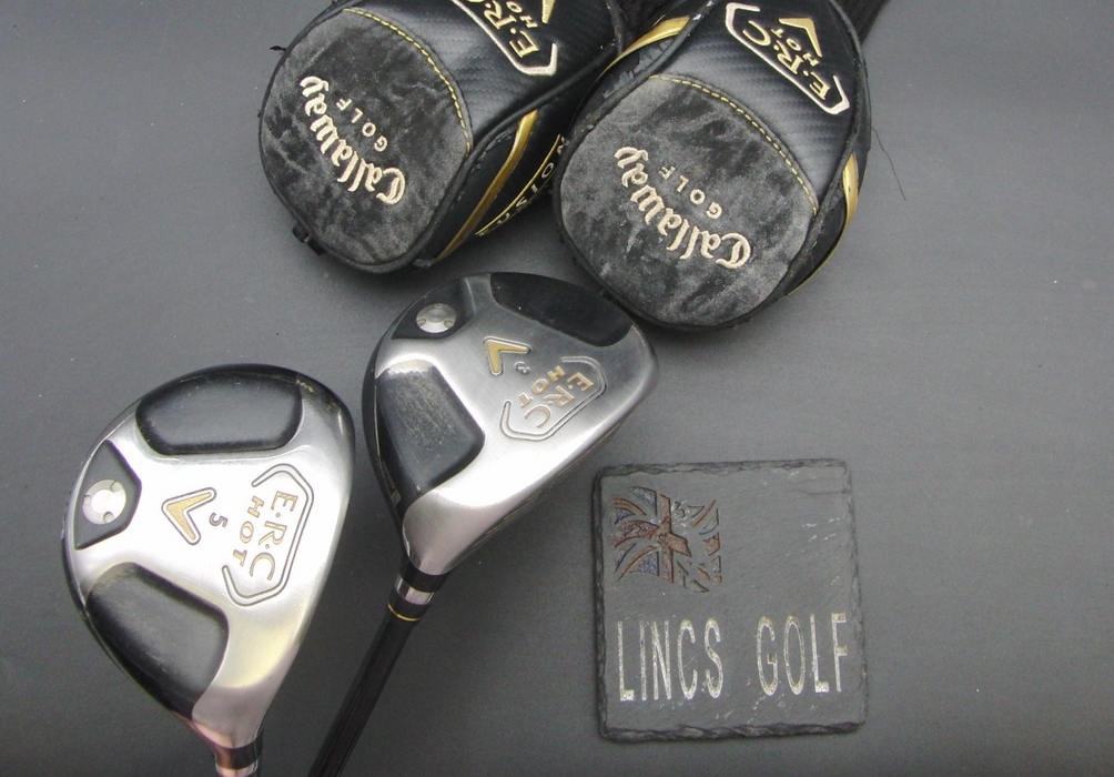 Set of 2 Callaway ERC Hot 3+5 Woods Stiff Graphite Shafts Callaway Grips + HC*