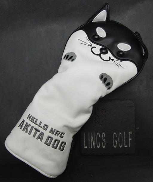 Set of 2x Hello NRC Akita Dog Wood Head Covers